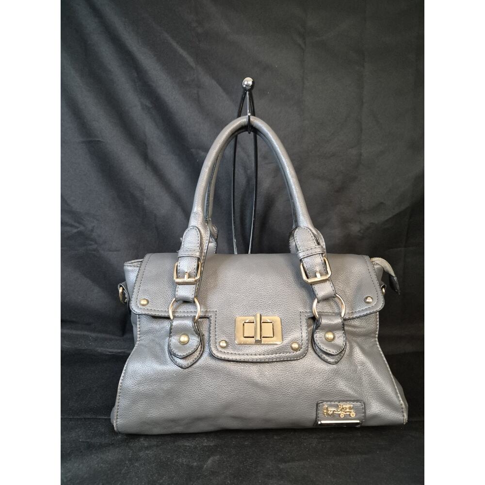 Coach Gray Leather Satchel with Gold Hardware - Picture 2 of 14